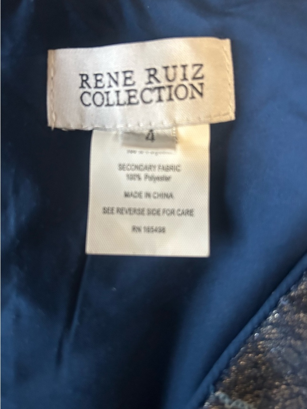 NWT: Rene Ruiz Collection | V-Neck Sequin Navy A-Line Evening Formal Dress - Picture 6 of 6